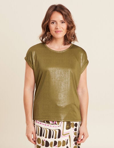 T-shirt manches courtes vert kaki femme