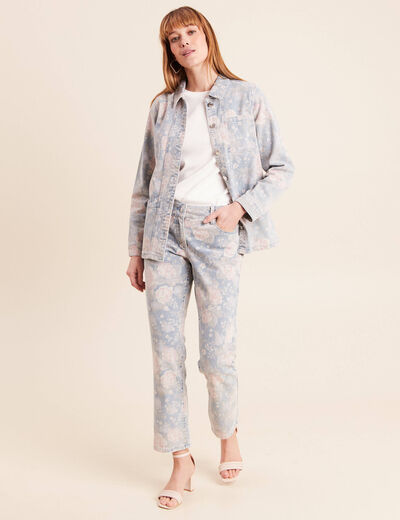 Jean coupe droite 7/8&egrave;me taille standard rose femme