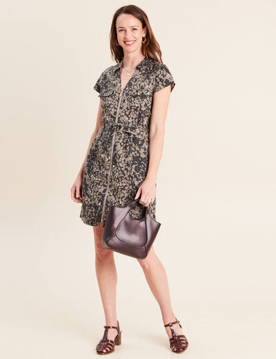 Robe droite zipp&eacute;e vert femme