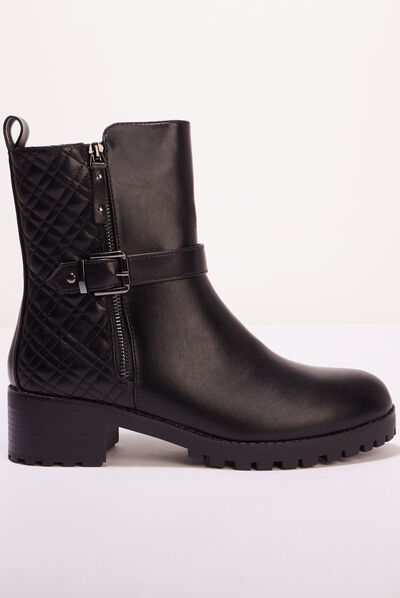 Bottines détails matelassés noir femme