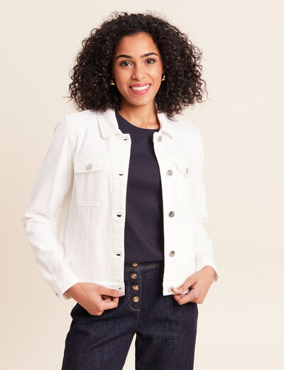 Veste jean manches longues blanc femme