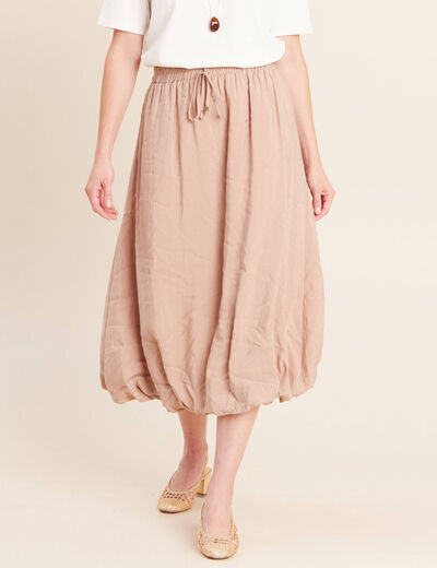 Jupe effet boule pliss&eacute;e sable femme