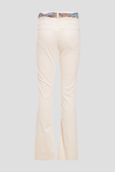 Pantalon bootcut ceinturé ivoire femme