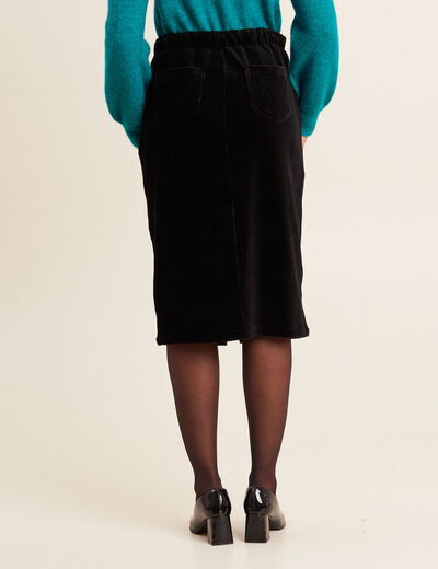 Jupe droite velours noir femme