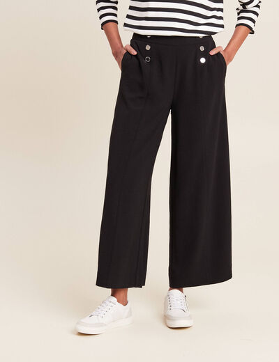 Pantalon carotte fluide 7/8ème noir femme