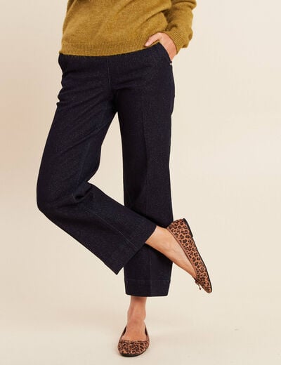 Jean large taille haute &agrave; paillettes denim brut femme