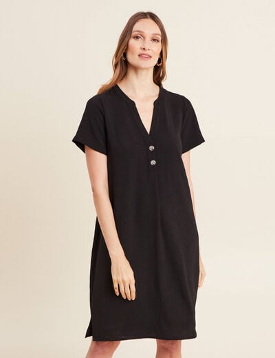 Robe droite manches courtes noir femme