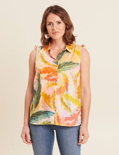 Chemise sans manches en coton multicolore femme