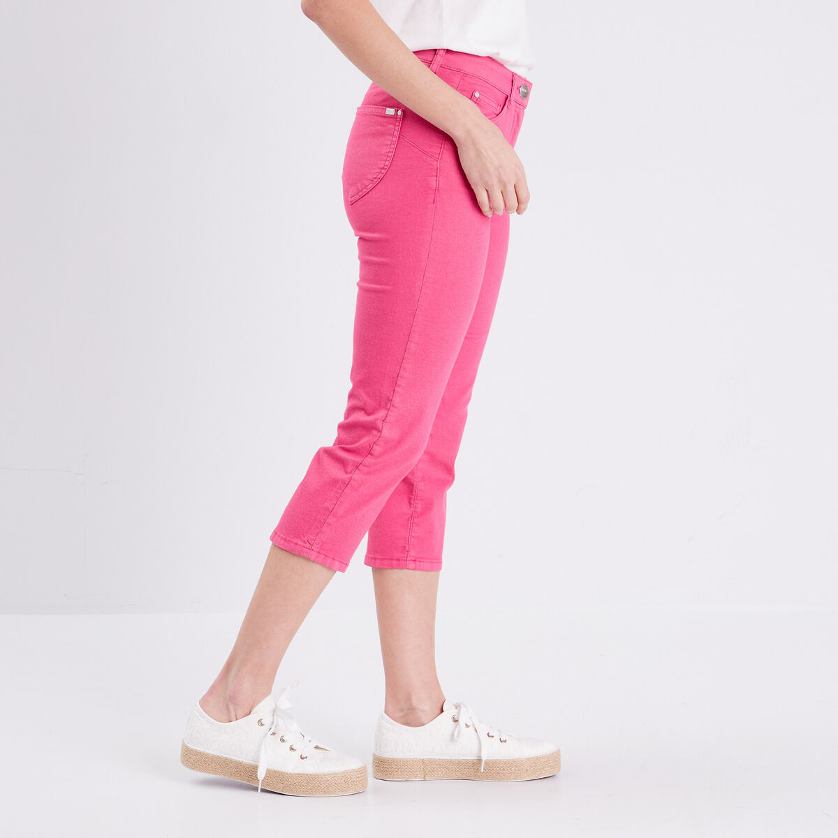Pantacourt magique Le L&eacute;ger coupe droite rose framboise femme
