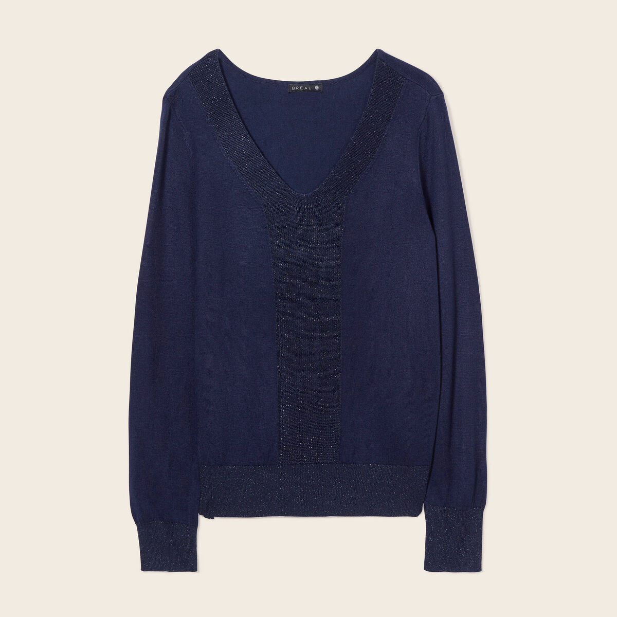 Pull manches longues bleu marine femme