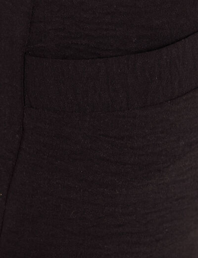 Pantalon large 7/8&egrave;me taille haute noir femme