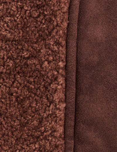 Manteau manches longues col montant marron fonc&eacute; femme