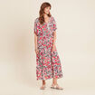 Robe longue évasée col en V blanc femme