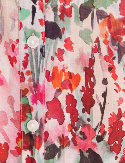 Chemise droite courte manches courtes multicolore femme