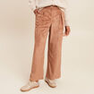 Pantalon su&eacute;dine large &agrave; pinces marron clair femme