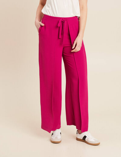 Pantalon coupe large portefeuille rose fushia femme
