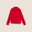 Chemise ample col v manches longues rouge femme