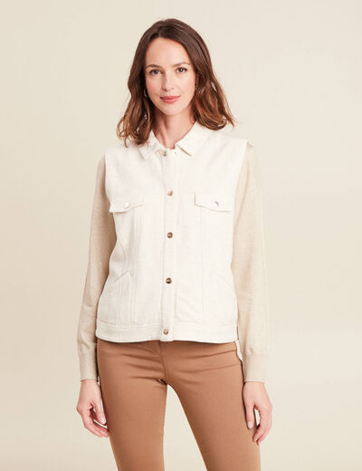 Blouson sans manches cintr&eacute; ecru femme