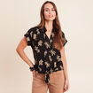 Chemise ample manches courtes noir femme