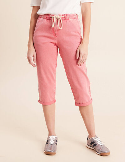Pantacourt coupe mom rose vif femme