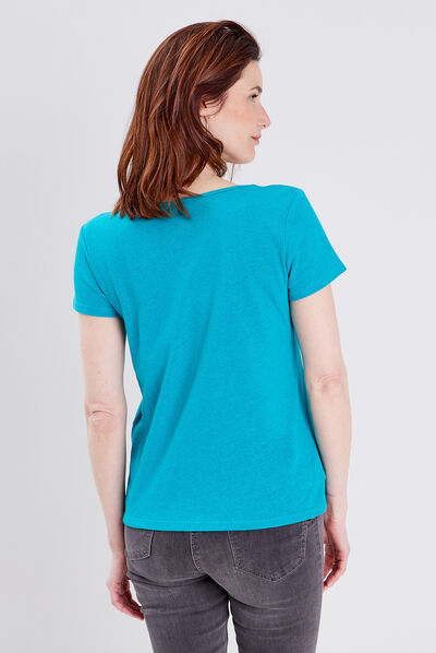 T-shirt manches courtes vert émeraude femme