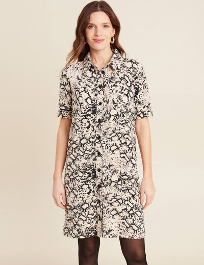 Robe droite velours beige femme