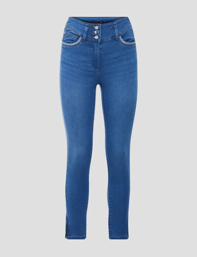 Jean ajusté 7/8ème denim double stone femme