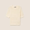 Pull ajour&eacute; col rond manches courtes ecru femme