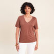 T-shirt manches courtes marron femme