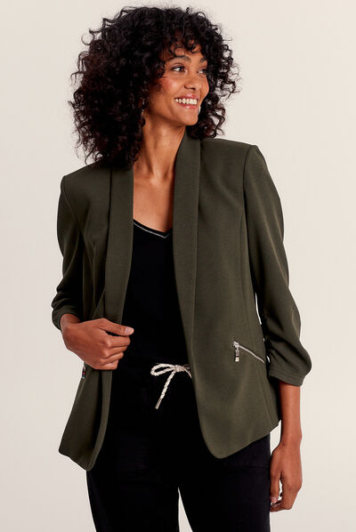 Veste esprit tailleur ajustée vert foncé femme