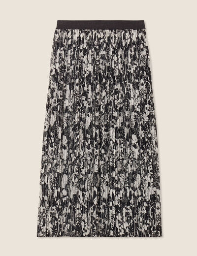 Jupe longue droite plissée noir femme