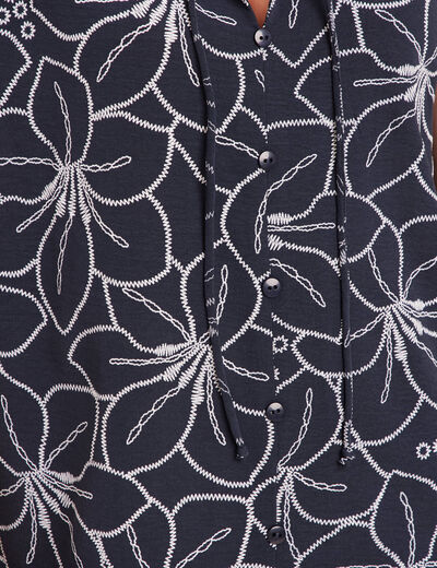 Blouse manches courtes bleu foncé femme