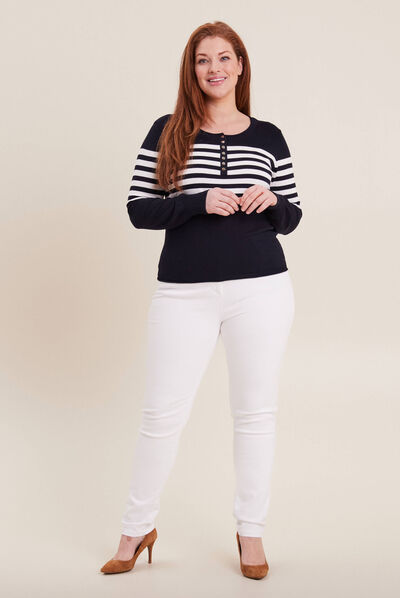 Jean magique ajusté taille standard blanc femme