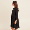Robe courte évasée col chemise noir femme