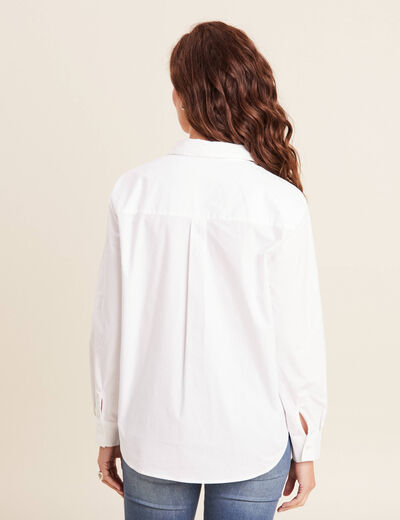 Chemise manches longues strass ecru femme