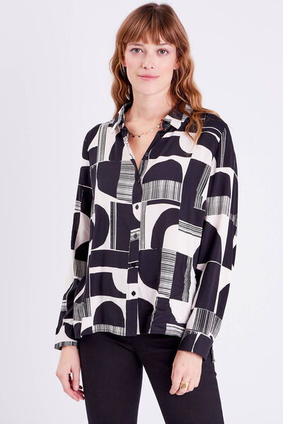 Chemise manches longues noir femme