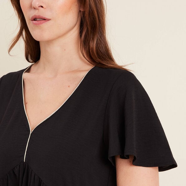 robe evasee manches courtes noir femme Robe évasée manches courtes noir femme