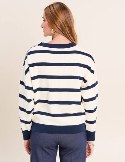 Pull avec d&eacute;tails de boutons bleu femme