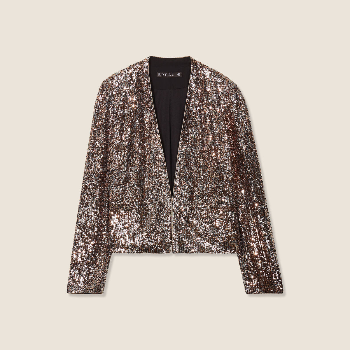 Veste col ch&acirc;le avec sequins couleur cuivre femme