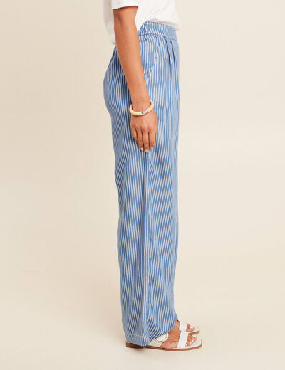 Pantalon large en lyocell bleu femme