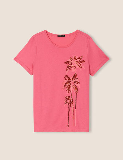 T-shirt manches courtes rose fushia femme