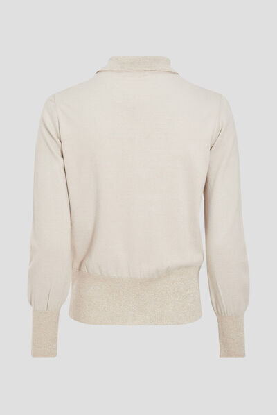 Gilet manches longues boutonné creme femme