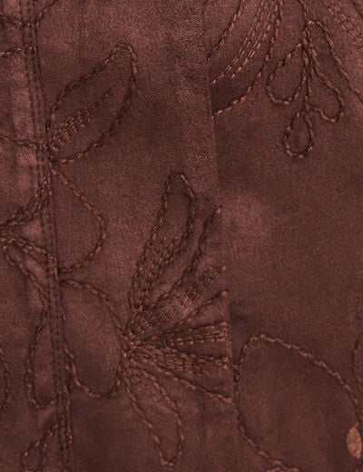 Veste col montant doubl&eacute;e marron fonc&eacute; femme