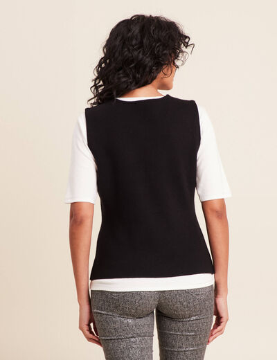 Gilet droit mi-long sans manches noir femme