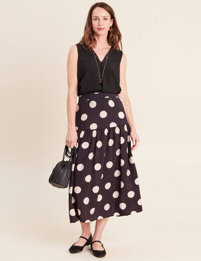 Jupon &agrave; pois noir femme