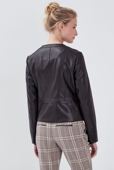 Veste cintrée zippée marron femme