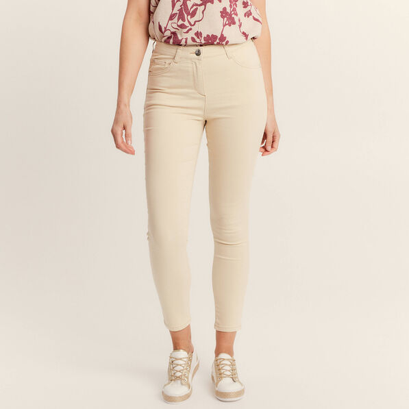 Pantalon léger taille standard 7/8ème ivoire femme