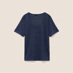 T-shirt droit col rond manches courtes bleu marine femme