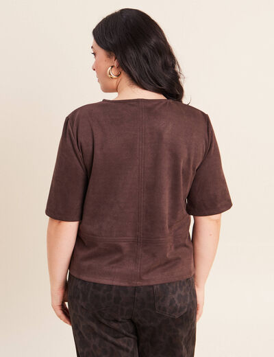 Top en suedine marron fonc&eacute; femme