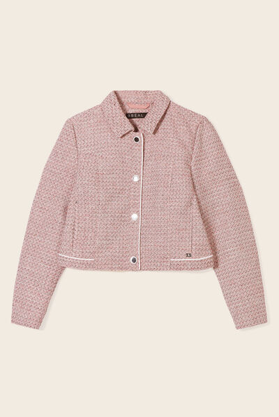 Veste droite boutonnée rose clair femme